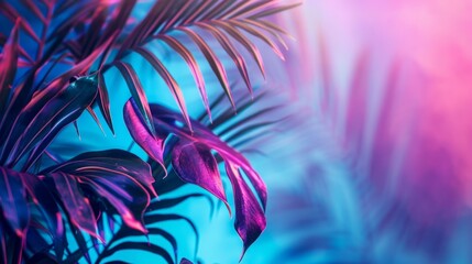 tropical leaves greenery with colorful leaves over black background