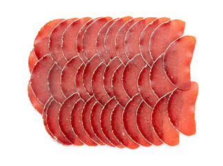 Meat Jerky Isolated, Dry Salted Turkey Fillet Slices, Thin Slices of Dehydrated Meat, Dried Turkey...