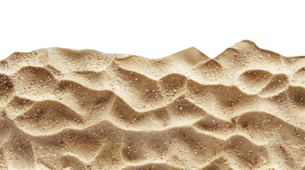 Small desert sand dunes layer on white and transparent background