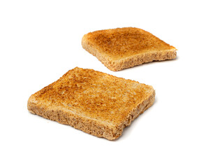 Bread Toasts Isolated, Toasted Sandwich Square Slices, Loaf Pieces for Toast on White Background