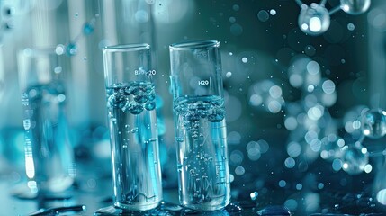 Water samples in the laboratory. Selective focus.