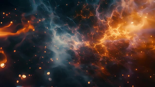 As the particles interact they merge and split transforming into new and unique forms.