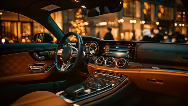 A luxury car interior. Modern and comfortable car,generative ai