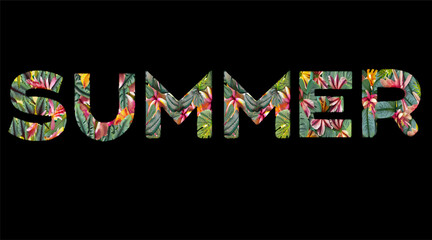 Summer word with stylized font vector text