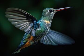 Glimpses of Elegance: Peacock-Inspired Hummingbird in Flight