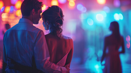 Young couple dancing at party