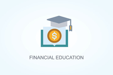 Financial Education Vector  Or Logo Sign Symbol Illustration