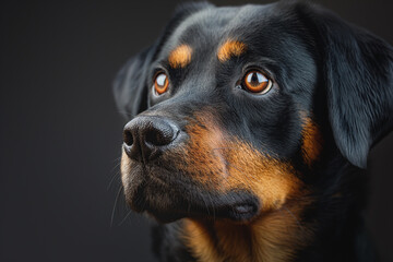 Fototapeta premium A brown dog with a black nose and brown eyes