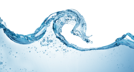 Transparent Water waves with air bubbles on transparent background. 