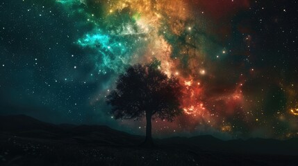 Fototapeta na wymiar Explosion of Colors in the Night Sky