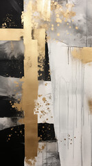 Abstract Image, Granular Drawing, Charcoal and Gold Leaf on Paper, Wallpaper, Background, Cell Phone and Smartphone Cover, Computer Screen, Cell Phone and Smartphone Screen, 9:16 Format - PNG