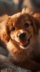 Small funny dog ​​plays, runs and frolics