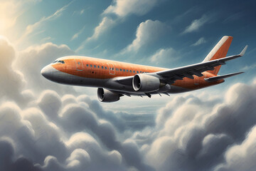 Fototapeta premium Transport aircraft Sketch Color Wall Art. Advertising signs. Product design. Product sales. Fabric design, Digital printing, Prints Room Decoration