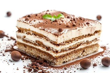 Cake tiramisu white isolated