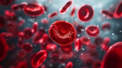 Flowing red blood cells, health care concept.