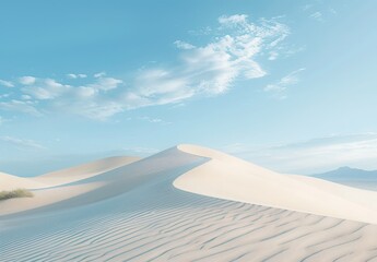 A tranquil desert landscape with rolling sand dunes under a clear, expansive sky. The vast, open space conveys a sense of solitude and reflection, perfect for text about personal goals and dreams.