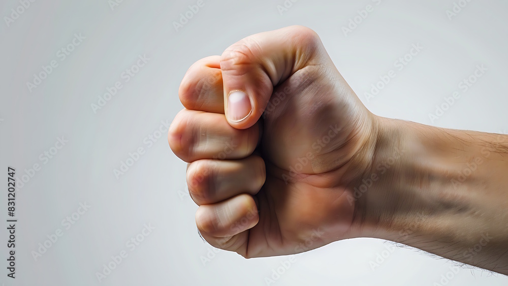 Wall mural human fist hand isolated on white background. - Wall murals