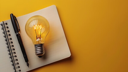 a light bulb with a book or textbook. Business success idea or solution concept.