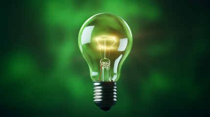 Illuminating Ideas: Light Bulb on Green Background for Creative Thinking and Innovation Concept