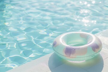 Inflatable Ring in Pool with Clear Water. Generative AI.