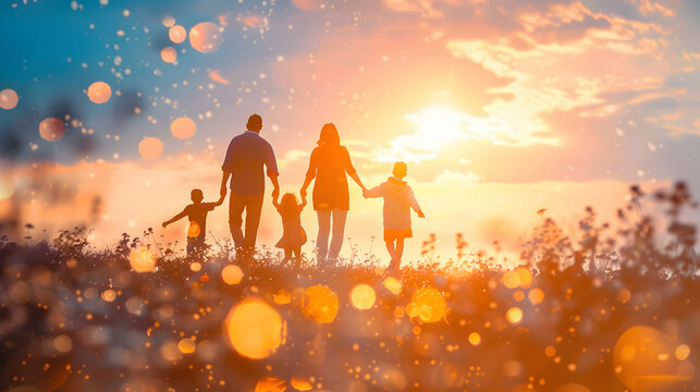 Happy family celebrating retirement milestones together in a high resolution image with glossy backdrop, symbolizing joy and achievement of financial goals   Photo Stock Concept
