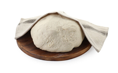 Raw dough and napkin isolated on white
