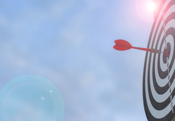 Dart board with red arrow for business planing and successful concept