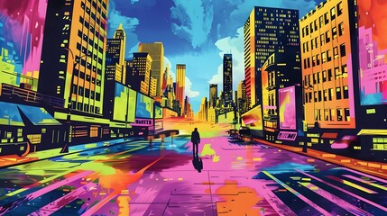 Obraz premium Captivating Cityscape of Glowing Neon Metropolis at Night
