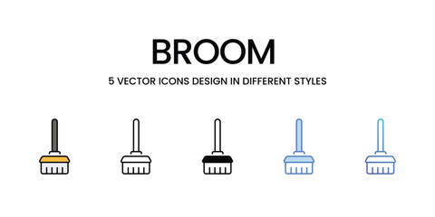 Broom icons vector set stock illustration.