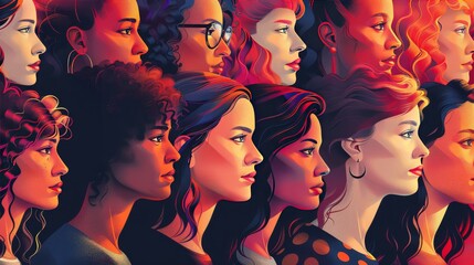 A diverse group of women, their eyes filled with determination, ready to lead the charge towards a future where women reach their full potential