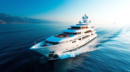 Glimmering Mega Yacht in the Afternoon Sunlight