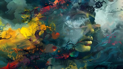 Captivating Abstract Digital Artwork with Vibrant Color and Fluid Brushstrokes