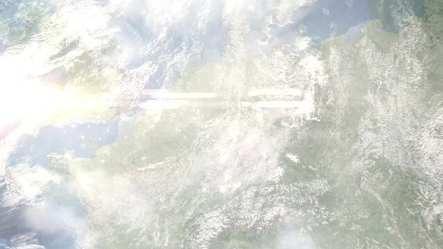 Zoom in from space and focus on Dillenburg, Germany. 3D Animation. Background for travel intro. Elements of this image furnished by NASA