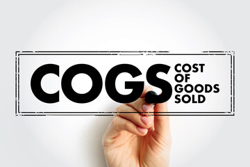 COGS Cost of Goods Sold - carrying value of goods sold during a particular period, acronym text...