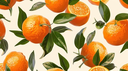 Bright oranges seamless pattern vector.