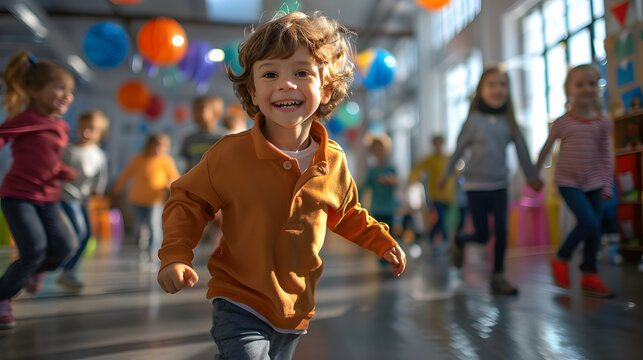 High Resolution Image of Enthusiastic Kids at After School Program Engaged in Extracurricular Activities   Photo Realistic Concept with Glossy Backdrop