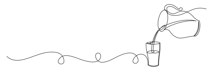 continuous line pouring milk