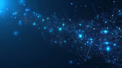 Abstract Blue Network Background with Glowing Lines and Dots - Concept of Technology, Connection, and Communication.
