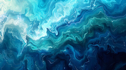 An abstract background inspired by the depths of the ocean. Use deep blues and greens, interspersed with lighter shades to represent sunlight filtering through the water, and incorporate flowing