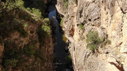 Kısık Canyon, Denizli (Çal Kısık Kanyonu, Çal Denizli) Drone Photos. 4K. Mountain views and clean river shooting