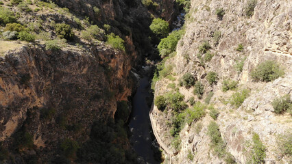 Kısık Canyon, Denizli (Çal Kısık Kanyonu, Çal Denizli) Drone Photos. 4K. Mountain views and clean river shooting