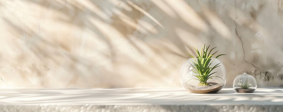 Minimal open planner with an air plant in a terrarium beside it