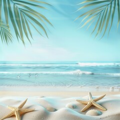 background of beach with scallop and star fish