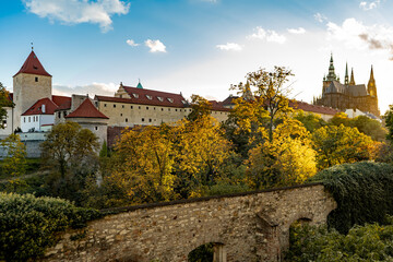 View on Prague center with castle and cathedral