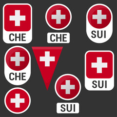 Switzerland flag set flat style