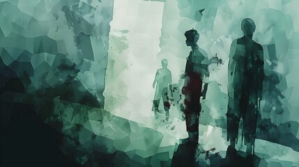 Fototapeta premium Enigmatic Silhouettes Emerging from the Misty Abyss