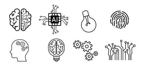 Technology modern AI icon vector set