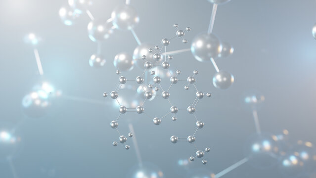 thebacon molecular structure, 3d model molecule, semisynthetic opioid, structural chemical formula view from a microscope