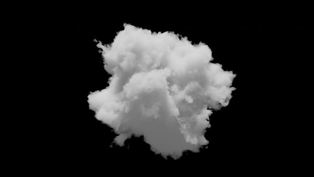 3D small cloud with alpha channel and looping animation. Slowly transforms in space