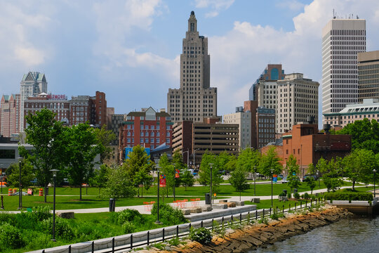 Rhode island, USA - 26 May 2024. General view of 195 District Park and Providence river